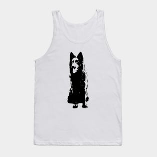 German Shepherd Black and White Abstract Art Tank Top